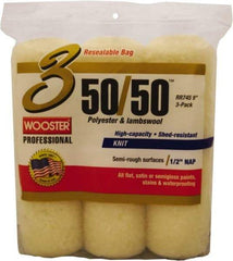 Wooster Brush - 1/2" Nap, 9" Wide Paint Roller Cover - Semi-Rough Texture, 50/50 Polyester & Wool Blend - USA Tool & Supply