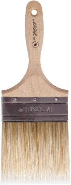 Wooster Brush - 4" Flat Polyester Wall Brush - 3-15/16" Bristle Length, 5-3/8" Wood Beavertail Handle - USA Tool & Supply