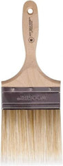 Wooster Brush - 4" Flat Polyester Wall Brush - 3-15/16" Bristle Length, 5-3/8" Wood Beavertail Handle - USA Tool & Supply