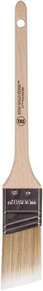 Wooster Brush - 1-1/2" Angled Polyester Angular Brush - 2-3/16" Bristle Length, 6-1/2" Wood Fluted Handle - USA Tool & Supply
