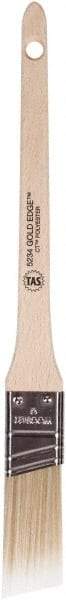 Wooster Brush - 1" Angled Polyester Angular Brush - 2-3/16" Bristle Length, 6" Wood Fluted Handle - USA Tool & Supply