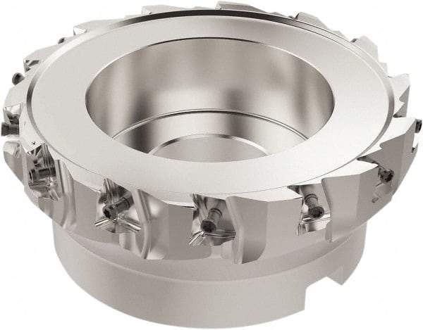 Seco - 14 Inserts, 6" Cut Diam, 2" Arbor Diam, 12mm Max Depth of Cut, Indexable Square-Shoulder Face Mill - 90° Lead Angle, 63mm High, LOEX-12 Insert Compatibility, Series Square T4-12 - USA Tool & Supply