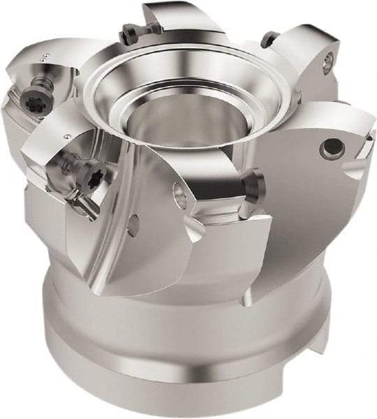 Seco - 6 Inserts, 50.9mm Cutter Diam, 1.8mm Max Depth of Cut, Indexable High-Feed Face Mill - 27mm Arbor Hole Diam, 12.4mm Keyway Width, 50mm High, R220.21 Toolholder, 218.19-160.. Inserts, Series R220.21 - USA Tool & Supply
