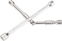 OEM Tools - 14" Long Cross Shaped Lug Nut Wrench Tire Iron - Folding, 11/16, 3/4, 13/16, 7/8" Hex, 17, 19, 21, 22mm - USA Tool & Supply