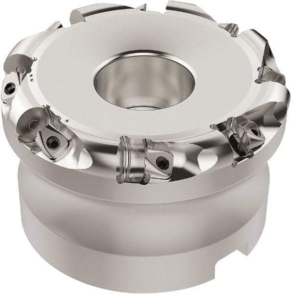 Seco - 50.32mm Cut Diam, 6mm Max Depth, 40mm Arbor Hole, 8 Inserts, RN.. 1207 Insert Style, Indexable Copy Face Mill - R220.26 Cutter Style, 8,400 Max RPM, 63mm High, Through Coolant, Series R220.26 - USA Tool & Supply