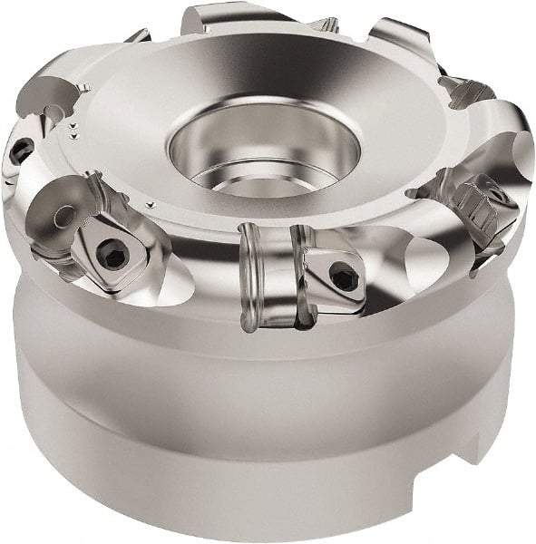 Seco - 112.28mm Cut Diam, 6mm Max Depth, 1-1/4" Arbor Hole, 7 Inserts, RN.. 1207 Insert Style, Indexable Copy Face Mill - R220.26 Cutter Style, 9,400 Max RPM, 2 High, Through Coolant, Series R220.26 - USA Tool & Supply