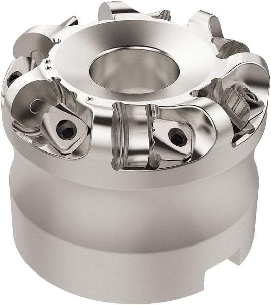 Seco - 37.33mm Cut Diam, 6mm Max Depth, 27mm Arbor Hole, 7 Inserts, RN.. 1207 Insert Style, Indexable Copy Face Mill - R220.26 Cutter Style, 10,600 Max RPM, 50mm High, Through Coolant, Series R220.26 - USA Tool & Supply