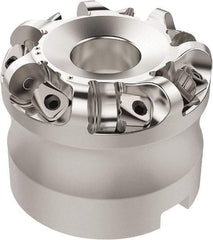 Seco - 37.33mm Cut Diam, 6mm Max Depth, 27mm Arbor Hole, 7 Inserts, RN.. 1207 Insert Style, Indexable Copy Face Mill - R220.26 Cutter Style, 10,600 Max RPM, 50mm High, Through Coolant, Series R220.26 - USA Tool & Supply