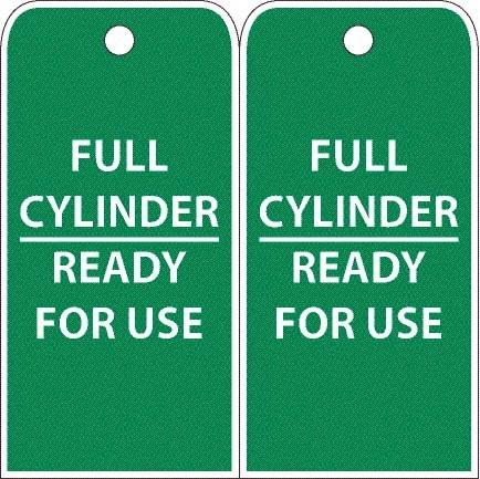 NMC - 4" High x 8" Long, FULL CYLINDER-READY FOR USE, English Safety & Facility Accident Prevention Tag - 2 Sides, White Poly - USA Tool & Supply