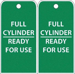 NMC - 4" High x 8" Long, FULL CYLINDER-READY FOR USE, English Safety & Facility Accident Prevention Tag - 2 Sides, White Poly - USA Tool & Supply