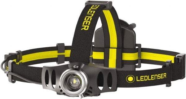LED LENSER - White LED Bulb, 200 Lumens, Hands-free Flashlight - Black, Yellow Plastic Body, 3 AAA NiMH Batteries Included - USA Tool & Supply