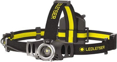 LED LENSER - White LED Bulb, 200 Lumens, Hands-free Flashlight - Black, Yellow Plastic Body, 3 AAA NiMH Batteries Included - USA Tool & Supply
