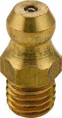 Umeta - Straight Head Angle, 5/16-24 UNF Brass Standard Grease Fitting - 9mm Hex, 15mm Overall Height, 5.5mm Shank Length - USA Tool & Supply