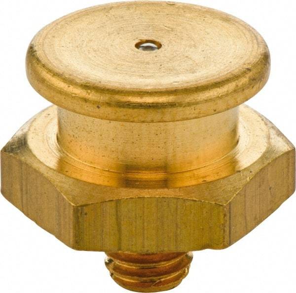 Umeta - Straight Head Angle, M10x1 Metric Brass Button-Head Grease Fitting - 17mm Hex, 17mm Overall Height - USA Tool & Supply