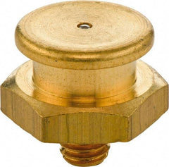 Umeta - Straight Head Angle, M8x1.25 Metric Brass Button-Head Grease Fitting - 17mm Hex, 17mm Overall Height - USA Tool & Supply