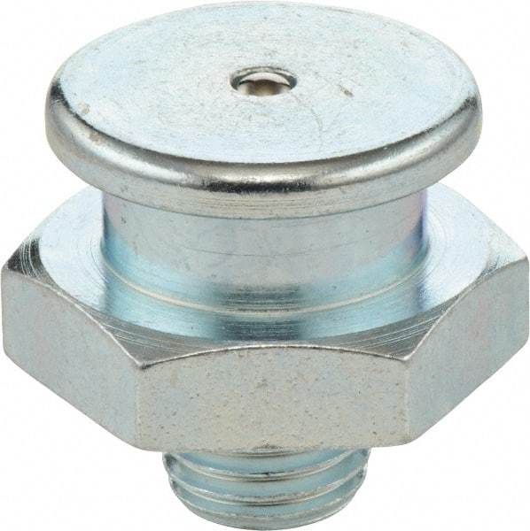 Umeta - Straight Head Angle, M8x1 Metric Stainless Steel Button-Head Grease Fitting - 17mm Hex, 17mm Overall Height - USA Tool & Supply