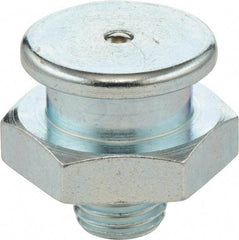 Umeta - Straight Head Angle, M8x1 Metric Stainless Steel Button-Head Grease Fitting - 17mm Hex, 17mm Overall Height - USA Tool & Supply