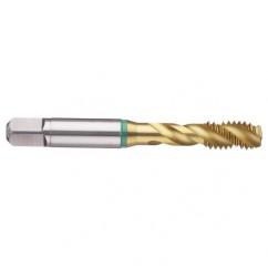 M12x1.25 6H 3-Flute Cobalt Green Ring Semi-Bottoming 40 degree Spiral Flute Tap-TiN - USA Tool & Supply