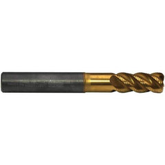 Emuge - 16mm Diam, Fine Pitch, 32mm LOC, 4 Flute Solid Carbide 2.5mm Corner Radius Roughing End Mill - TiN/TiAlN Finish, 108mm OAL, 16mm Shank Diam, Single End, Extended Reach, 45° Helix - USA Tool & Supply