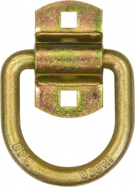 Buyers Products - Steel with Galvanized Zinc Coating D-Ring with 2-Hole Mounting Bracket - 3-1/2" Long, Yellow, For Use with Cargo Control - USA Tool & Supply