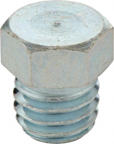 Umeta - Straight Head Angle, M10x1 Metric Steel Plug-Style Grease Fitting - 11mm Hex, 9mm Overall Height - USA Tool & Supply