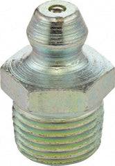 Umeta - Straight Head Angle, M12x1.50 Metric Stainless Steel Standard Grease Fitting - 14mm Hex, 17.5mm Overall Height, 6.5mm Shank Length - USA Tool & Supply