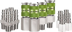 Legacy - 14 Piece 1/4" Body 1/4 NPT 300 psi Steel/Aluminum High Flow Pneumatic Coupling Plug Set - USA Tool & Supply