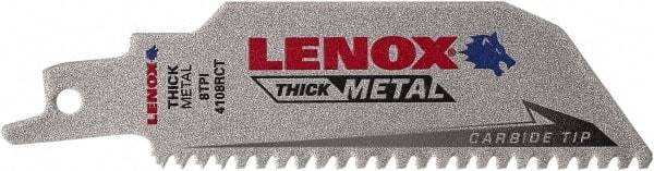 Lenox - 4" Long x 1" Thick, Bi-Metal Reciprocating Saw Blade - Tapered Profile, 8 TPI, Toothed Edge, Tang Shank - USA Tool & Supply