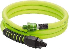 Legacy - 3/8" ID x 0.61" OD 6' Long Lead-In Whip Hose - MNPT High Flow Ball Swivel x MNPT Ends, 300 Working psi, -40 to 140°F, 1/4" Fitting, Green - USA Tool & Supply