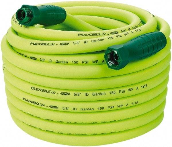 Legacy - 100' Long Garden Hose - 5/8" Diam, 3/4" GHT, Hybrid Polymer, 150 psi, All Season, Green - USA Tool & Supply