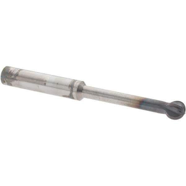 Accupro - 1/4" Diam, 0.213" LOC, 4 Flute Solid Carbide Ball End Mill - nACo Finish, Single End, 2-1/2" OAL, 1/4" Shank Diam, Undercutting - USA Tool & Supply