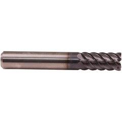 Emuge - 16mm Diam, 32mm LOC, 8 Flute Solid Carbide Roughing & Finishing End Mill - TiAlN Finish, 92mm OAL, 16mm Shank Diam, Cylindrical Shank, 50° Helix, Long Length - USA Tool & Supply