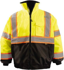 OccuNomix - Size L Cold Weather Jacket - High Visbility Yellow, Black, Denier Polyester, Zipper Closure, 60" Chest - USA Tool & Supply