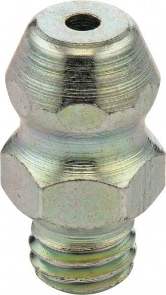 Umeta - Straight Head Angle, M6x1.0 UNF-2A Steel Standard Grease Fitting - 1/2" Overall Height - USA Tool & Supply