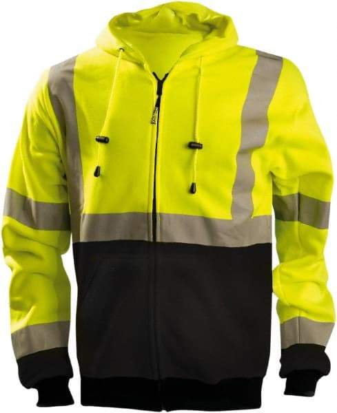 OccuNomix - Size S High Visibility Sweatshirt - High Visbility Yellow, Black, Polyester, Zipper Closure - USA Tool & Supply