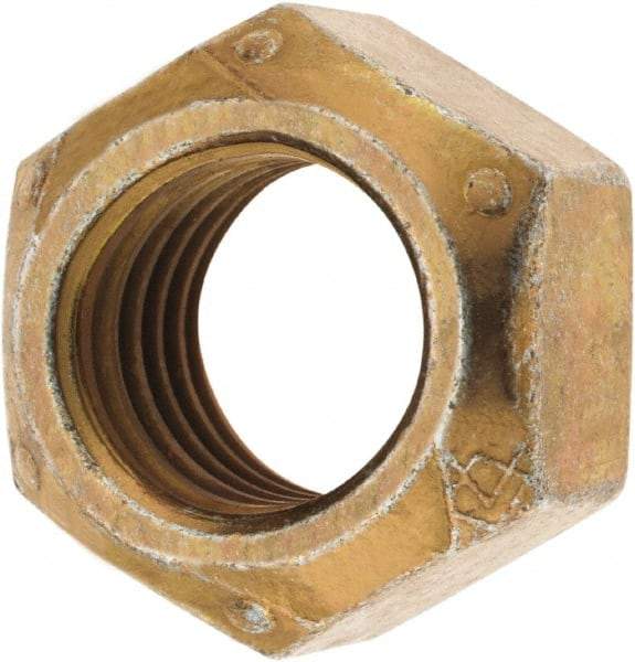 Made in USA - 3/4-10 Grade C Hex Lock Nut with Distorted Thread - Zinc Yellow with Wax Finish - USA Tool & Supply