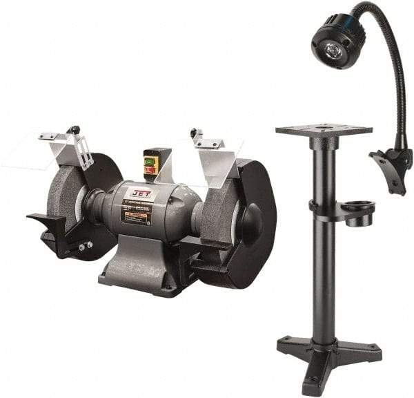 Jet - 12" Wheel Diam x 1" Wheel Width, 2 hp Grinder - 1-1/4" Arbor Hole Diam, 1 Phase, 1,720 Max RPM, 230 Volts - USA Tool & Supply