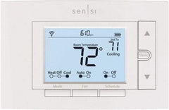 White-Rodgers - 50 to 99°F, 4 Heat, 2 Cool, Digital Programmable Wi-Fi Universal Thermostat - 20 to 30 Volts, 1.77" Inside Depth x 1.77" Inside Height x 5-1/4" Inside Width, Horizontal Mount - USA Tool & Supply