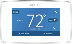 White-Rodgers - 50 to 99°F, 4 Heat, 2 Cool, Touch Screen Programmable Wi-Fi Universal Thermostat - 20 to 30 Volts, 1-1/4" Inside Depth x 1.77" Inside Height x 5-1/4" Inside Width, Horizontal Mount - USA Tool & Supply