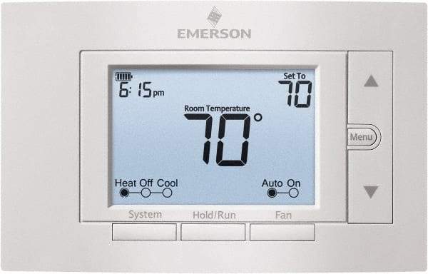 White-Rodgers - 50 to 99°F, 4 Heat, 2 Cool, Digital Nonprogrammable Multi-Stage Thermostat - 20 to 30 Volts, 1.77" Inside Depth x 1.77" Inside Height x 5-1/4" Inside Width, Horizontal Mount - USA Tool & Supply