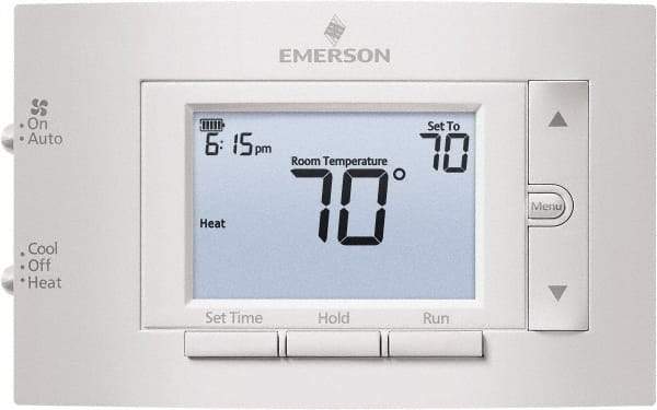 White-Rodgers - 50 to 99°F, 1 Heat, 1 Cool, Digital Programmable Thermostat - 20 to 30 Volts, 1.77" Inside Depth x 1.77" Inside Height x 5-1/4" Inside Width, Horizontal Mount - USA Tool & Supply