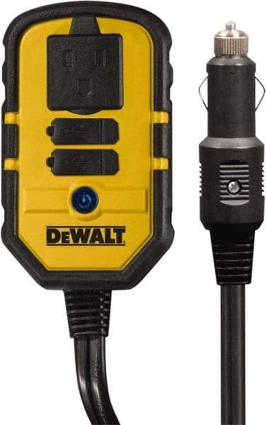 DeWALT - 1 Connection, 13.8 VDC Input, 120 VAC Output, 12 Amp Input Rating, 140 Peak Wattage, Power Inverter - 120 Watt Continuous Output Power - USA Tool & Supply