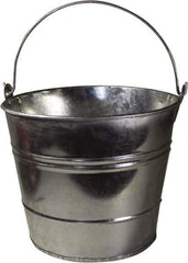 Funnel King - 12 Qt, 10" High, Galvanized Steel Round Silver Single Pail - Handle Included, 11-1/2" Top Diam - USA Tool & Supply