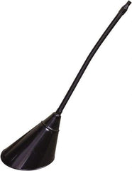 Funnel King - 2 Qt Capacity Galvanized Steel Funnel - 7" Mouth OD, 1/2" Tip OD, 17" Flexible Spout, Black - USA Tool & Supply