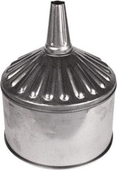 Funnel King - 8 Qt Capacity Galvanized Steel Funnel - 9-5/8" Mouth OD, 1" Tip OD, 3-1/2" Straight Spout, Silver - USA Tool & Supply