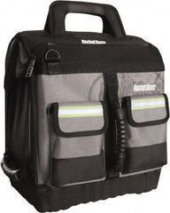 Bucket Boss - 16 Pocket Black, Yellow & Gray Ballistic Polyester Tool Bag - 14" Wide x 11" Deep x 14" High - USA Tool & Supply