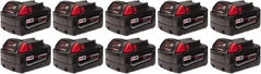 Milwaukee Tool - 18 Volt Lithium-Ion Power Tool Battery - 5 Ahr Capacity, 1 hr Charge Time, Series M18 XC RED - USA Tool & Supply