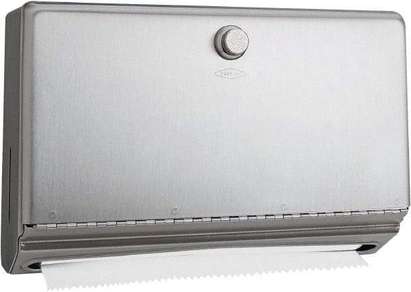 Bobrick - Manual, Stainless Steel Paper Towel Dispenser - 7.13" High x 11" Wide x 4" Deep, 200 C-Fold or 275 Multi-Fold, Silver - USA Tool & Supply