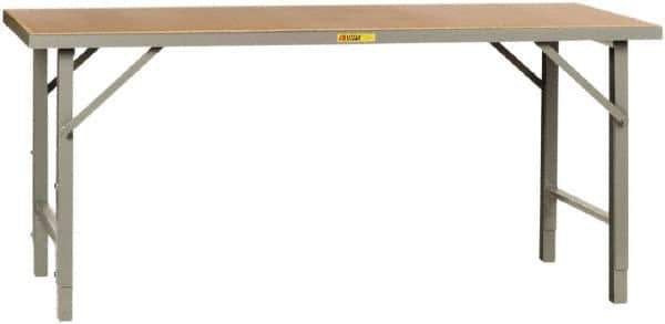 Little Giant - 84 Wide x 36" Deep x 28-1/4" High, Hardboard on Steel Heavy-Duty Folding Leg Table - Adjustable Height Legs, Gray - USA Tool & Supply