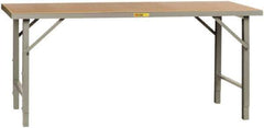Little Giant - 84 Wide x 36" Deep x 28-1/4" High, Hardboard on Steel Heavy-Duty Folding Leg Table - Adjustable Height Legs, Gray - USA Tool & Supply